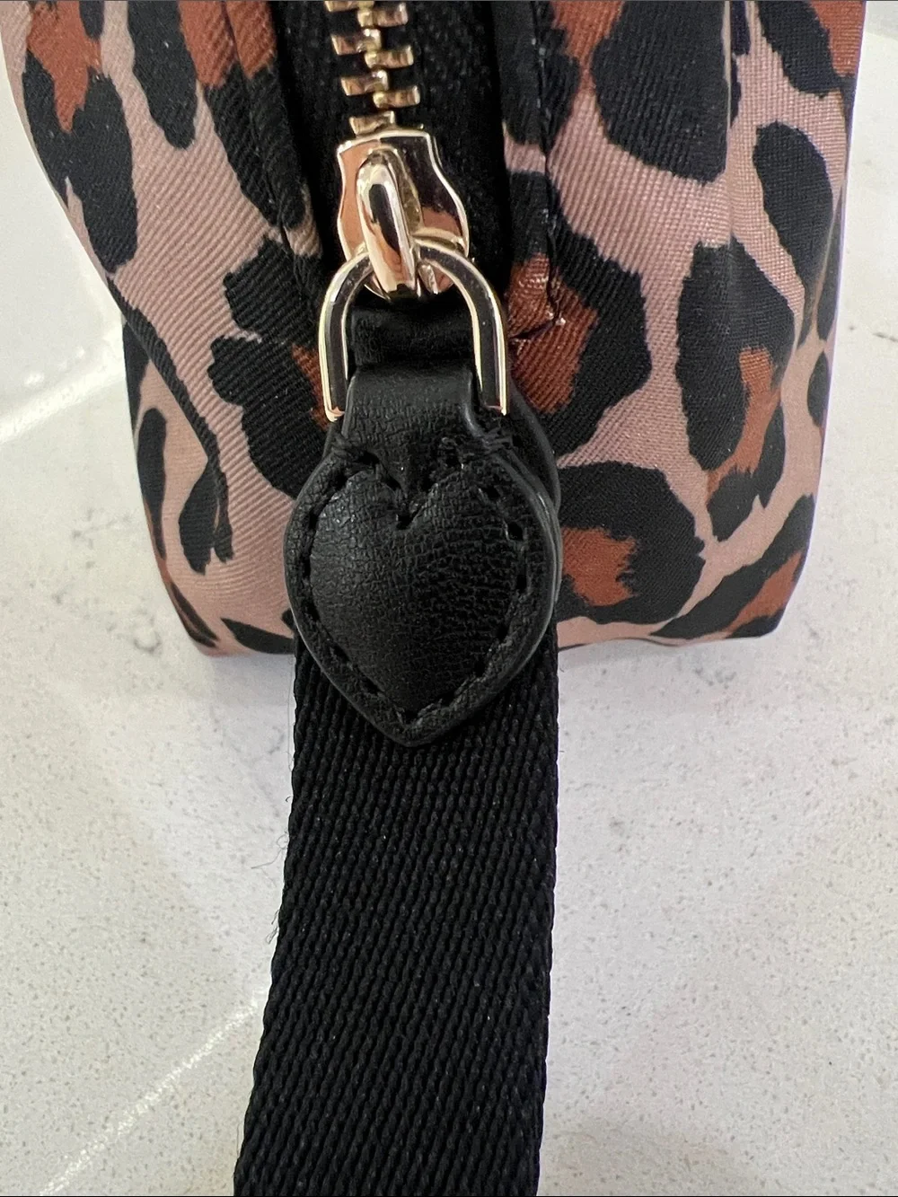 kate spade Leopard-Print Cosmetic Pouch — Pink & Brown